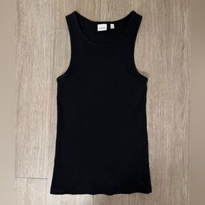 Aritzia Sunday Best Black Ribbed Tank Top (full length)